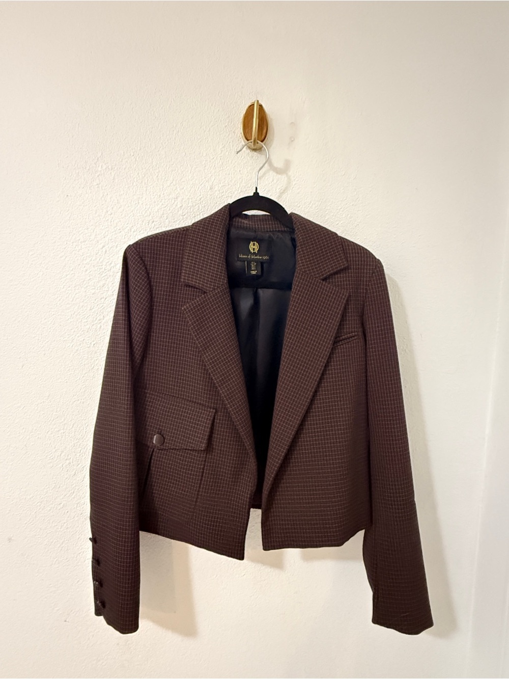 House of Harlow 1960 Brown Check Cropped Blazer
